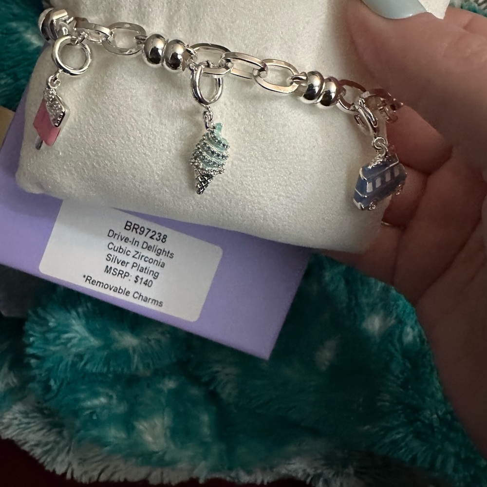 Silver Charm Bracelet with Pastel Shell & Ice Cream Charms - Bomb Party